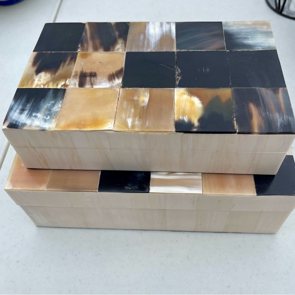 Set of Natural Horn Decorative Boxes